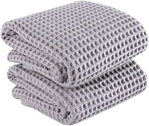 PÜSKÜL Natural 100% Turkish Cotton Waffle Bath Towels Set of 2, Extra-Large by P%C3%BCsk%C3%BClTextile