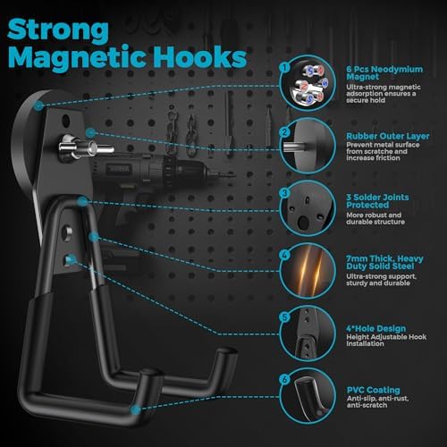 4 Pack Large Strong Magnetic Hooks Heavy Duty Garage Big Magnet Hooks Extra - Image 3