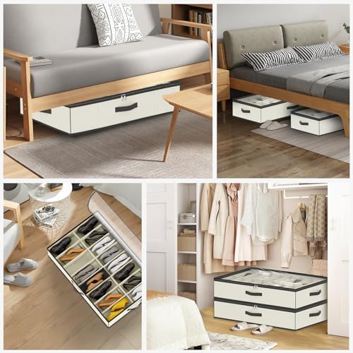 homyfort 32 Pairs Shoe Organizer Under Bed, Sturdy Underbed Shoe Storage Boxes - Image 5