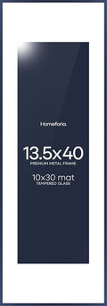 Homeforia 13.5x40 Picture Frame Navy Blue, High End Metal 13.5x40 Panoramic Poster Frames with Mat 10x30 Photo, 13.5 x 40 Frame Matted to 10 x 30 Art, 40x13.5 Frame, Tempered Glass, Wall Kit, Set of 1