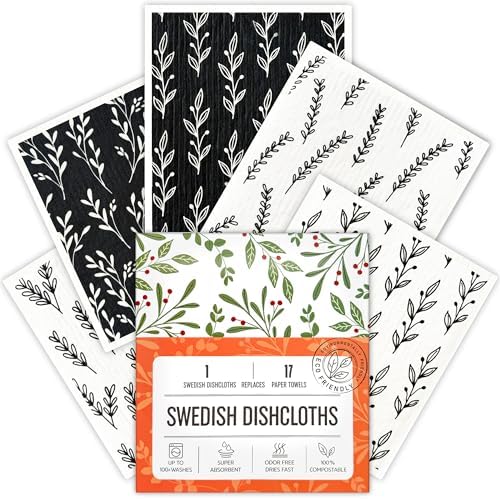 Swedish Dishcloths for Kitchen, 5 Pack Reusable Paper Towels Washable, Super by Unknown
