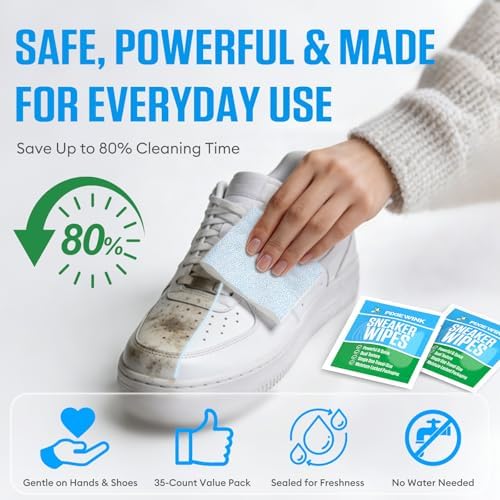 Sneaker Cleaning Wipes, Dual-Sided Instant Shoe Cleaner Wipes - Image 6