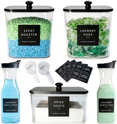 3+2 Pack Laundry Pods Containers & Dryer Sheet Holder & Laundry Detergent by Unknown