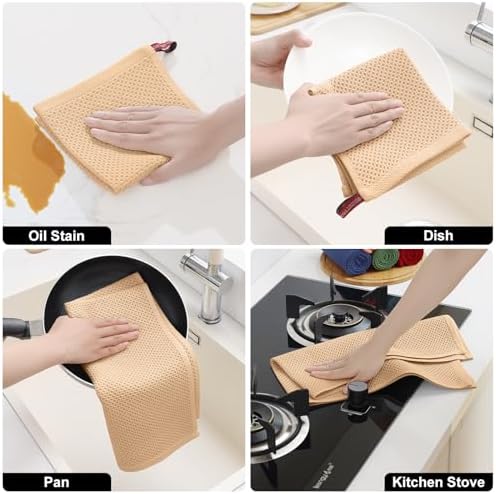 Homaxy 8 Pack 100% Cotton Kitchen Towels and Dishcloths Set - Image 5
