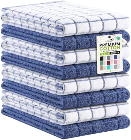 Kitinjoy Premium Kitchen Towels, Large 100% Cotton Terry 390 GSM Kitchen Hand by Kitinjoy
