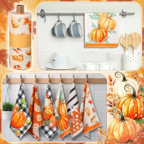 Mindsoft 36 Pcs Fall Reusable Paper Towels Rolls Washable Bulk Autumn Pumpkin - Image 6