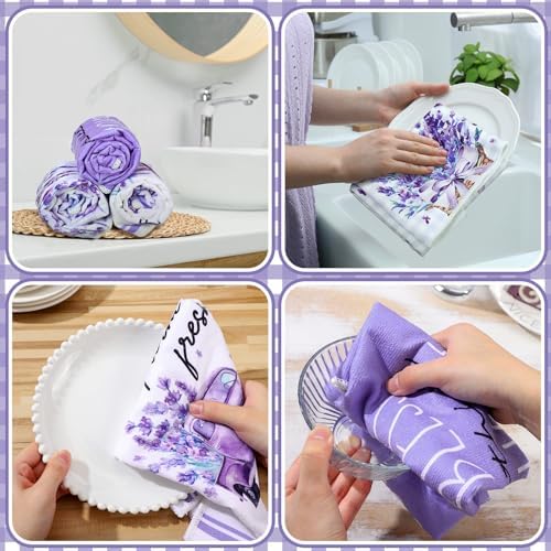 VitalCozy 6 Pcs Lavender Kitchen Towels Set - Image 6