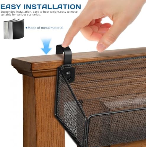 FENICAL Hanging Bedside Caddy Shelf, Bedside Mteal Storage Basket Wall Mount - Image 5