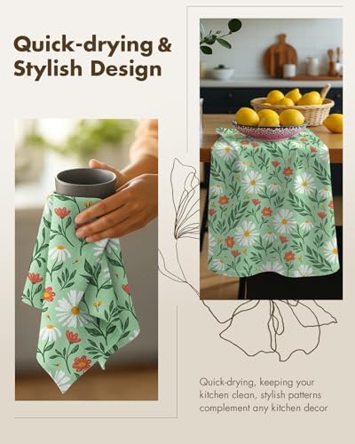 Miss Adola Flour Sack Kitchen Towels Set of 2, Fresh Daisy - Image 4