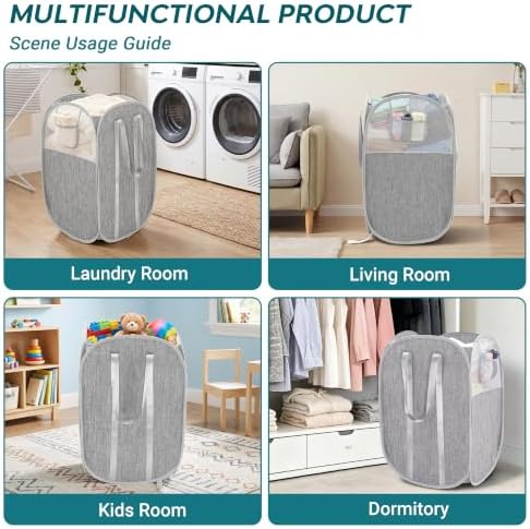 100L Large Collapsible Laundry Baskets, Tear-resistant Hampers - Image 7