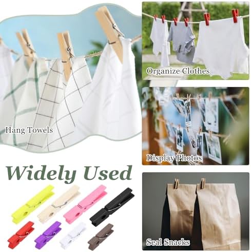 uxcell 200 Pcs Wooden Clothespins, 1.4 Inch Clothes Pins Wooden Colored Small - Image 6