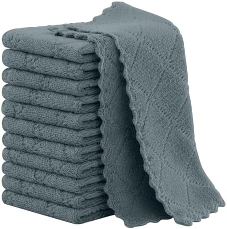 Homaxy Super Soft 12 Pack Coral Velvet Dish Cloths, Dark Grey by Homaxy