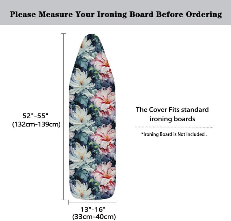 Oil Painting Iris Flowers Ironing Board Cover-15x 54 White Pink Iris Flower - Image 6