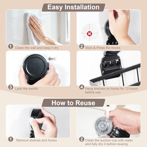 JOTPE Shower Caddy Suction Cup, Powerful Suction Storage Shelf Holds Up to 40 - Image 7