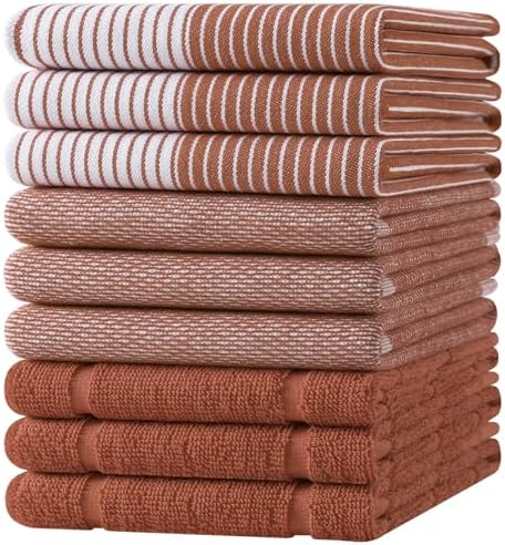 Homaxy 9 Pack Cotton Terry Premium Kitchen Towels, 18 x 28 in by Homaxy