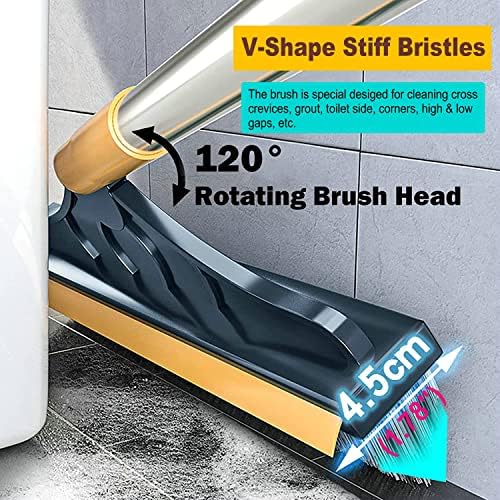 2 in 1 Cleaning Scrub Brush Grout Brush Scrapee 3 Poles 47.6'' Floor Scrub Brush - Image 5