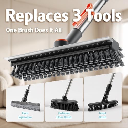 AIR U+ Floor Scrub Brush with Long Handle, 4 in 1 Floor Scrubber & Squeegee - Image 3