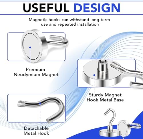 20Pcs Magnetic Hooks, 50Lbs Heavy Duty Magnets Hooks - Image 4