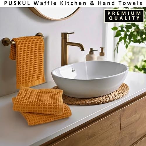 PÜSKÜL Natural 100% Turkish Cotton Waffle Hand and Kitchen Towels Set of 3 - Image 5