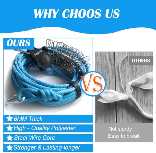 40FT Retractable Clothesline Outdoor 1/4" Polyester Coated Steel Core Rope - Image 4