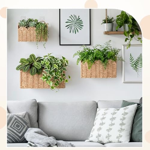 3 Pcs Wall Hanging Baskets, Natural Tan, Paper Cord - Image 6