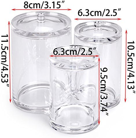 Hipiwe Clear Acrylic Cotton Swab Holder Cotton Round Container, 3 Slots - Image 6