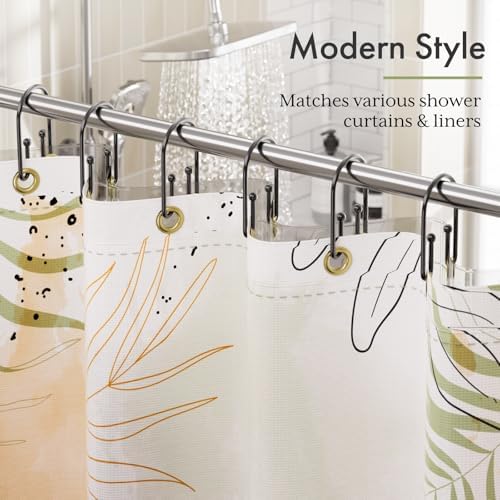 Bathway Shower Curtain Hooks Black, Double Hook Shower Curtain Hooks Rust Proof - Image 7