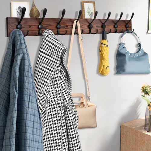 Kuhome 32.2'' Large Coat Rack Wall Mount Coat Hooks Coat Hanger - Image 3