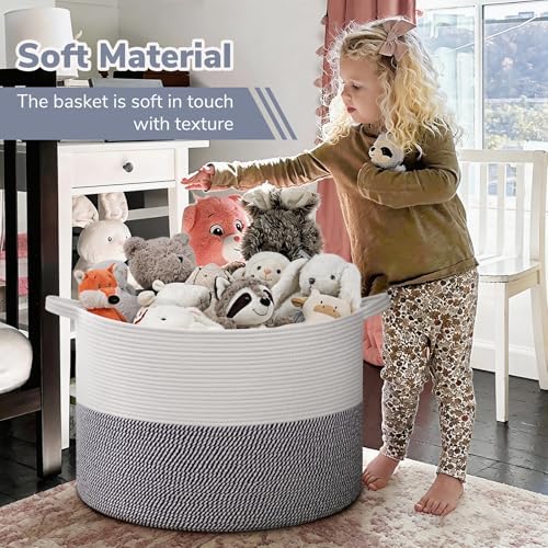 INDRESSME 115L Extra Large Woven Rope Blanket Basket Living Room - Image 6