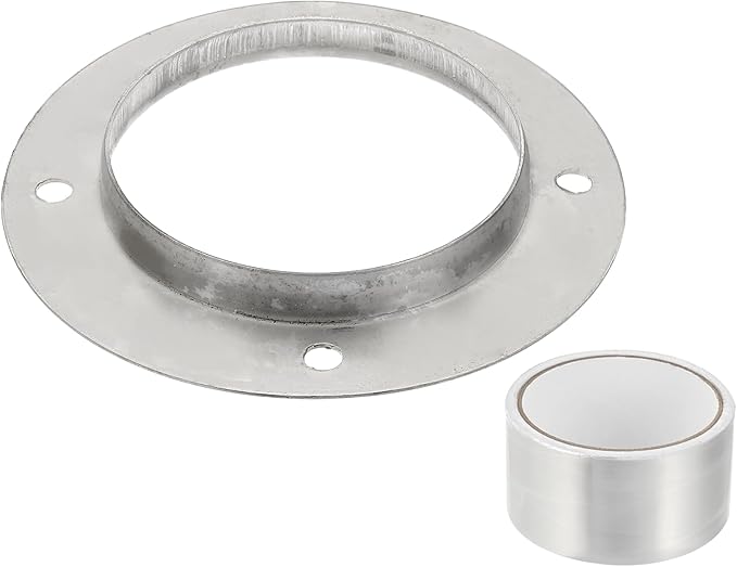 PATIKIL 4 Inch Duct Connector Flange, Metal Straight Pipe Exhaust Flange Duct Mounting Plate for Heating Cooling Ventilation HVAC System, 304 Stainless Steel