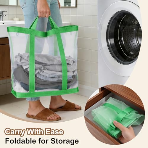 uxcell Collapsible Laundry Basket, Mesh Hamper - Image 4