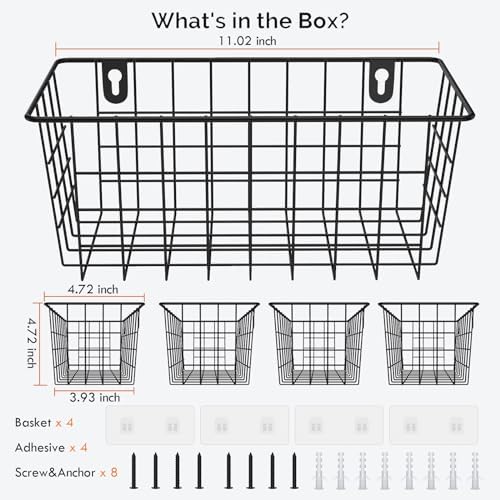 MaraFansie Hanging Wire Baskets Kitchen Storage Basket Adhesive and Screws - Image 6