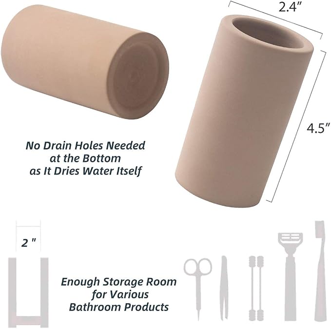Handmade Diatomite Drying Stone Toothbrush Holder Stand | Modern Ceramic-Look - Image 3