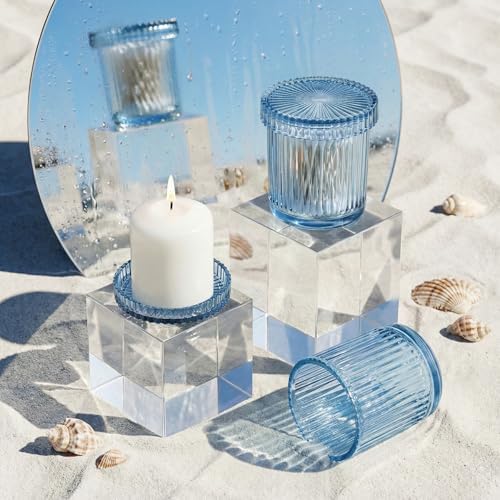 Blue Thick Glass Bathroom Qtip Holder, 2 Pack - Image 6