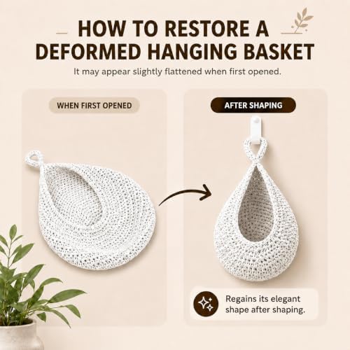 Hanging Fruit Baskets for Kitchen, 3 Pack Handwoven Wall Baskets - Image 7