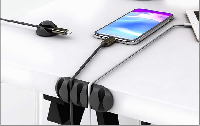 Desk Cable Management Cord Organizer, 16 Pack White Self Adhesive Cord Holder - Image 3