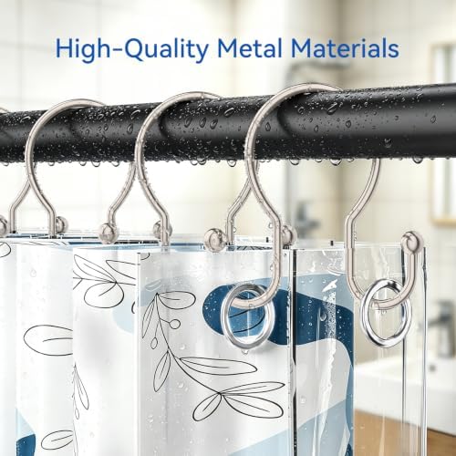 OEH Shower Curtain Hooks, Metal Shower Curtain Hangers, Double Hook Shower - Image 5