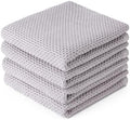 BOOMIBOO 4-Pack Dish Towels, 100% Cotton Waffle Weave, 13x28 in, Light Grey by BOOMIBOO