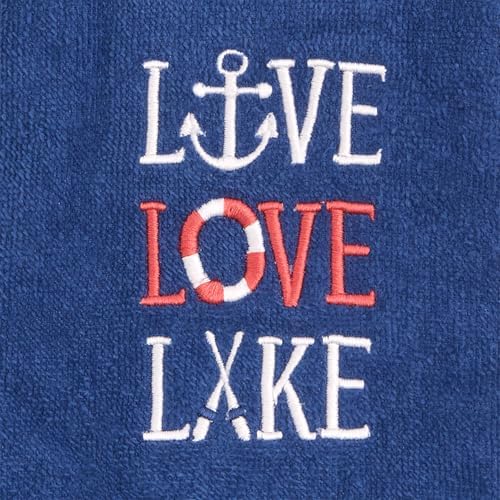 Ritz 2-Piece Cotton Velour Bathroom Hand Towel Set, Embroidered Live Love Lake - Image 2