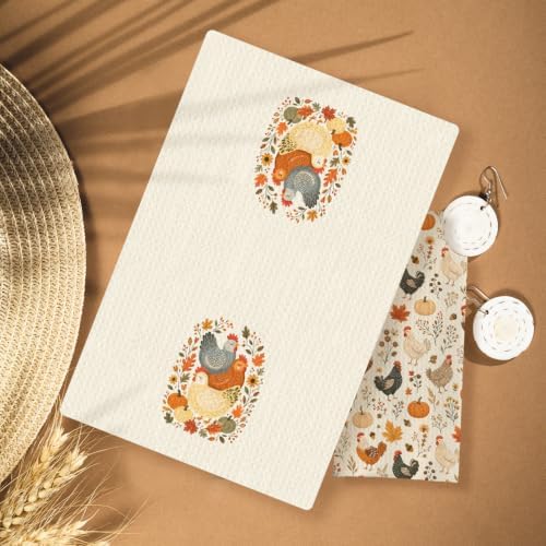 Fall Farmhouse ChickenKitchen Towels 16x24 Inch Set of 2 - Image 2