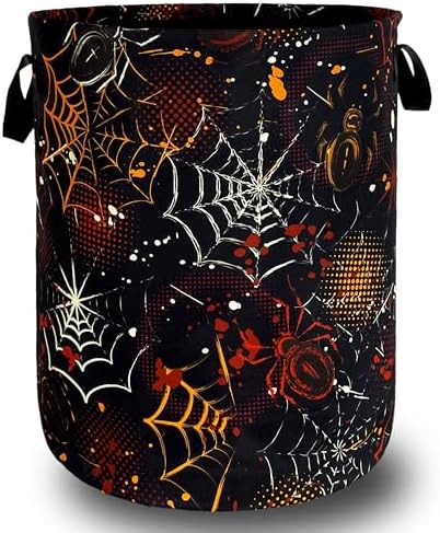 Spider Web Laundry Basket Oxford Cloth Foldable Hamper 18.9x16.5 Inch by Unknown