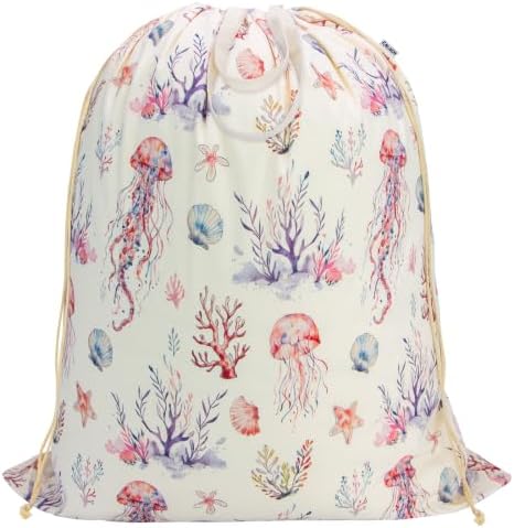 Canvas Laundry Bag 33"Wx 35"H, Extra Large Heavy Duty Hamper Liner Jellyfish by CALACH