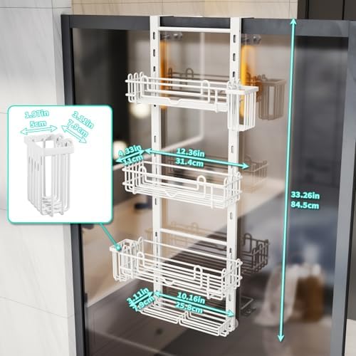 HapiRm 4 Tier Over the Door Shower Caddy, Hanging Shower Caddy - Image 6