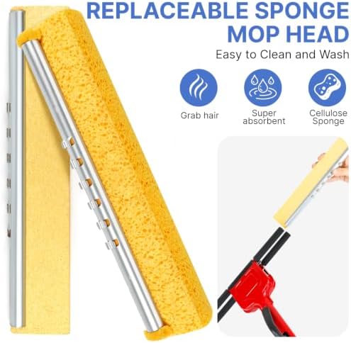 Replacement Mop Heads 4 Pack, Super Absorbent Compressed Cellulose Sponge - Image 3
