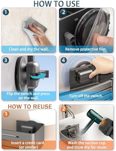 Onemake Suction Cup Shower Caddy, Shower Shelf, Bathroom Organizer - Image 3
