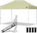 Eurmax USA 8'x12' Pop Up Canopy Tent Commercial Instant Canopies with Heavy Duty Roller Bag,Bonus 4 Sand Weights Bags (Beige)