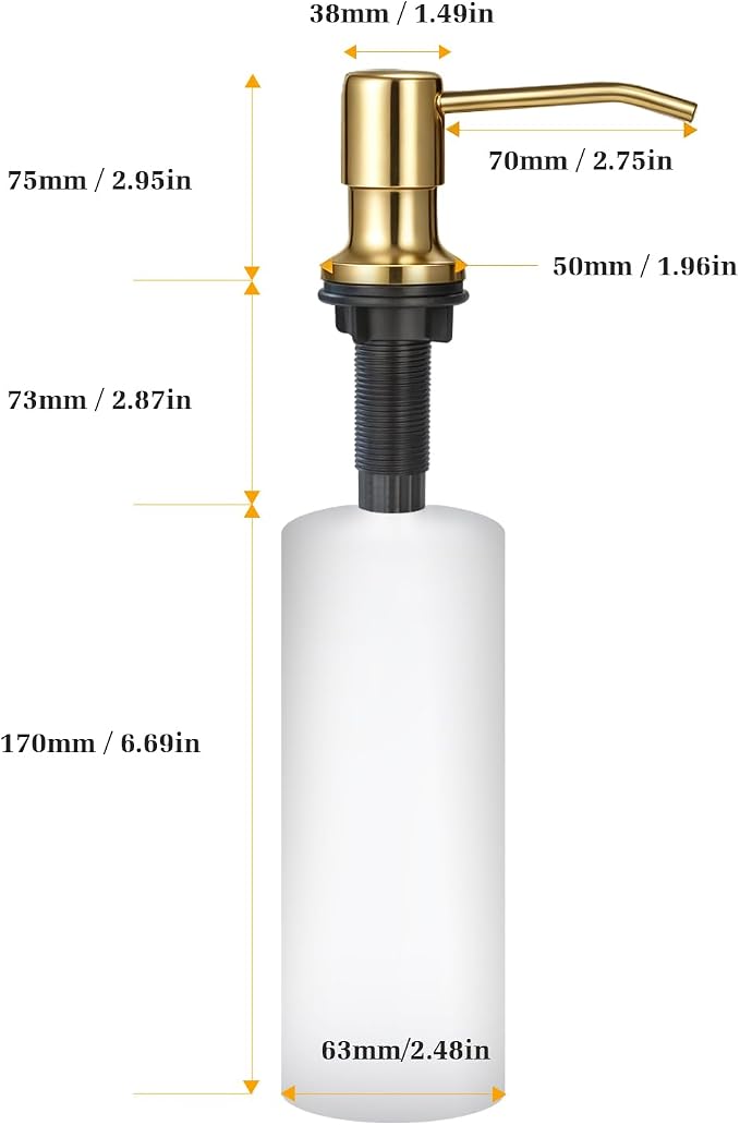 Soap Dispenser for Kitchen Sink, Built in Sink Soap Dispenser Lotion Dispenser - Image 6