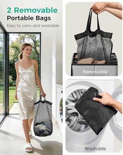 150L Dual-Compartment Laundry Hamper - Image 6