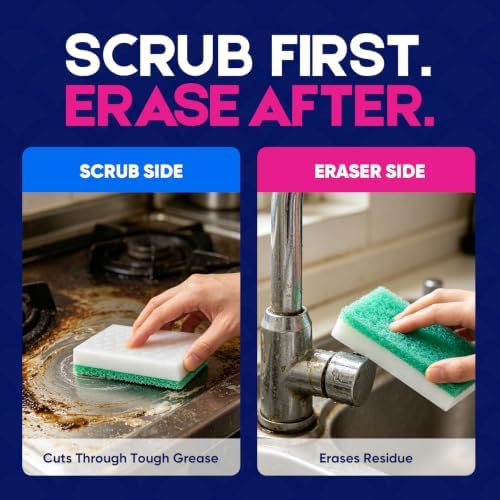LAUNDRYLUX Magic Sponge Erasers, 4 Pack Dual-Sided Shower & Tub Cleaner - Image 3