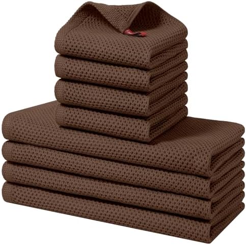 Homaxy 8 Pack 100% Cotton Kitchen Towels and Dishcloths Set by Homaxy